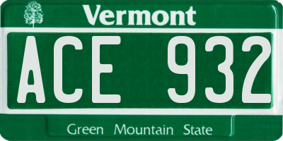 VT license plate ACE932