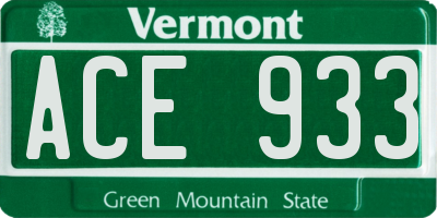 VT license plate ACE933