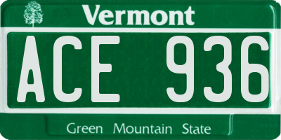 VT license plate ACE936