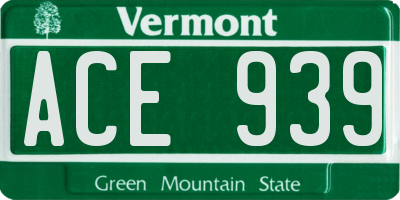 VT license plate ACE939