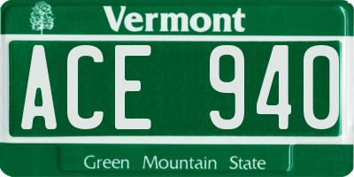 VT license plate ACE940