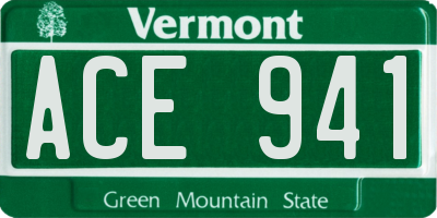 VT license plate ACE941