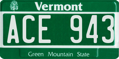 VT license plate ACE943