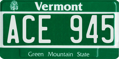 VT license plate ACE945