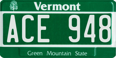 VT license plate ACE948