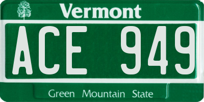 VT license plate ACE949