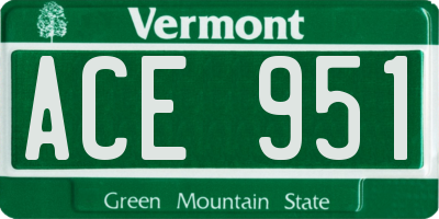 VT license plate ACE951