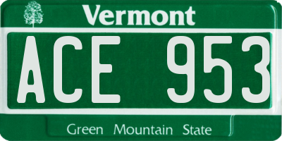 VT license plate ACE953