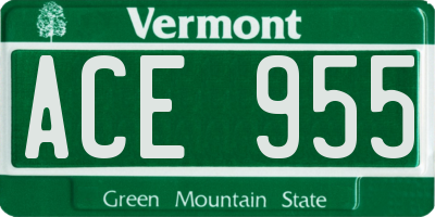 VT license plate ACE955