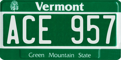 VT license plate ACE957