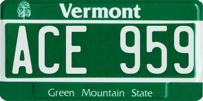 VT license plate ACE959