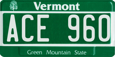 VT license plate ACE960