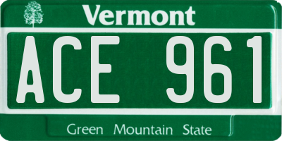 VT license plate ACE961