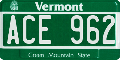 VT license plate ACE962