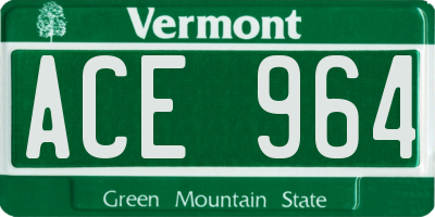 VT license plate ACE964