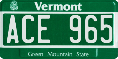 VT license plate ACE965