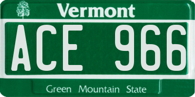 VT license plate ACE966