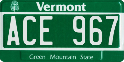 VT license plate ACE967