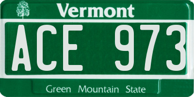 VT license plate ACE973