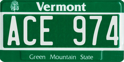 VT license plate ACE974