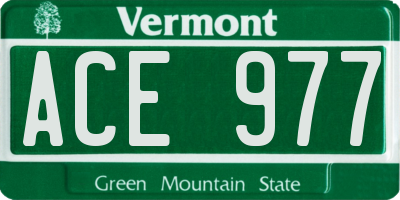 VT license plate ACE977