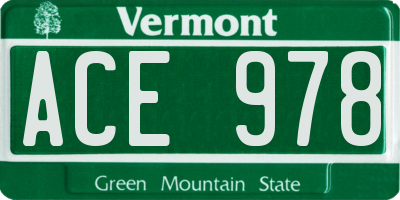 VT license plate ACE978