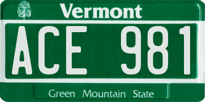 VT license plate ACE981