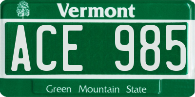 VT license plate ACE985