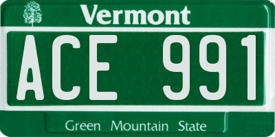 VT license plate ACE991