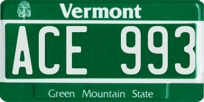 VT license plate ACE993