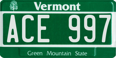 VT license plate ACE997