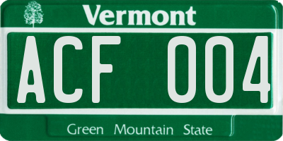 VT license plate ACF004