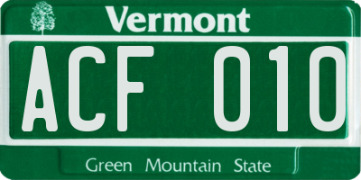 VT license plate ACF010