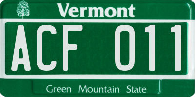 VT license plate ACF011