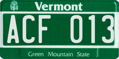 VT license plate ACF013