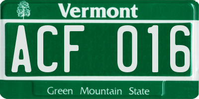 VT license plate ACF016