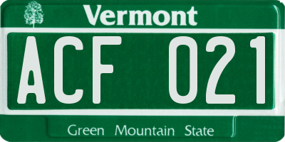 VT license plate ACF021