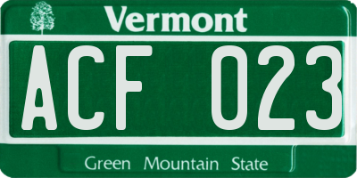 VT license plate ACF023