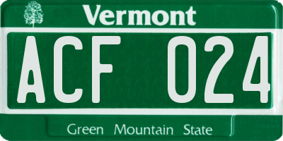 VT license plate ACF024