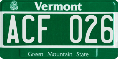 VT license plate ACF026