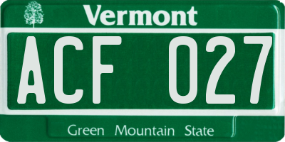 VT license plate ACF027