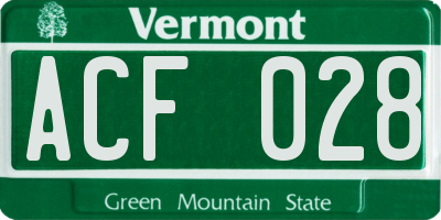 VT license plate ACF028