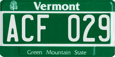 VT license plate ACF029