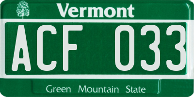 VT license plate ACF033