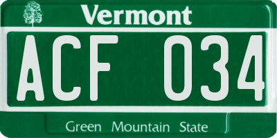 VT license plate ACF034