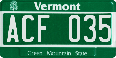 VT license plate ACF035