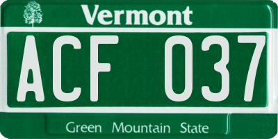 VT license plate ACF037