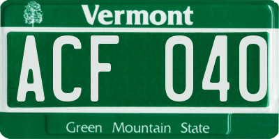 VT license plate ACF040