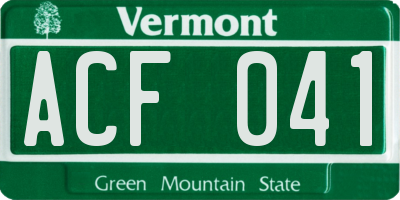 VT license plate ACF041