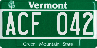 VT license plate ACF042